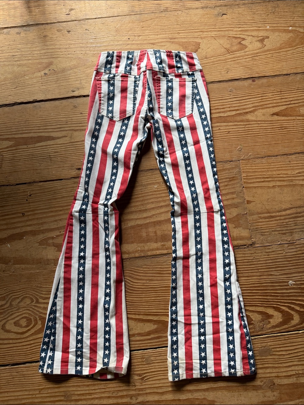 Free People 70s style Red White & Blue Stripe Flare Pants - Picture 3 of 5